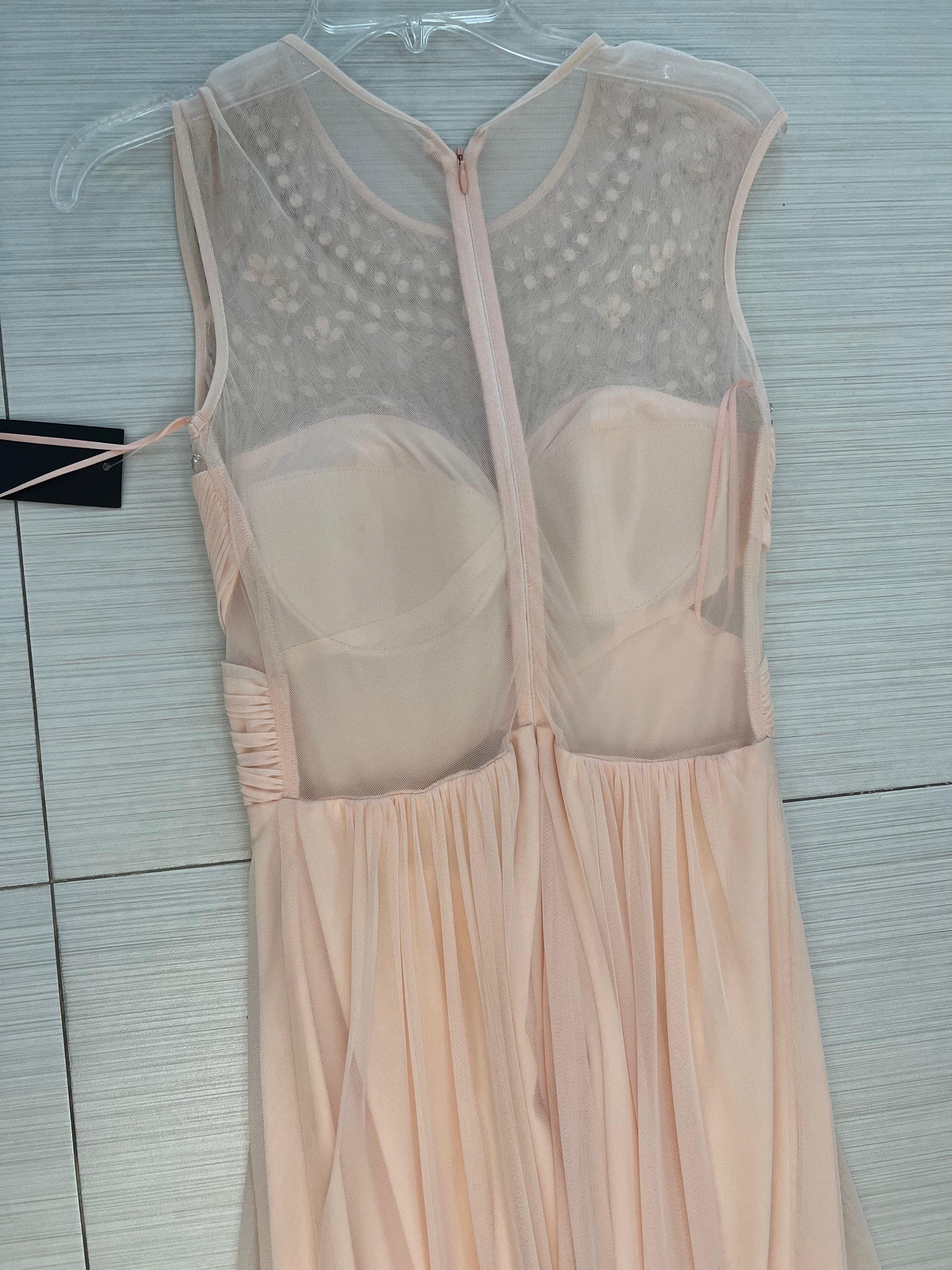 VESTIDO LARGO PALO DE ROSA CON PEDRERÍA