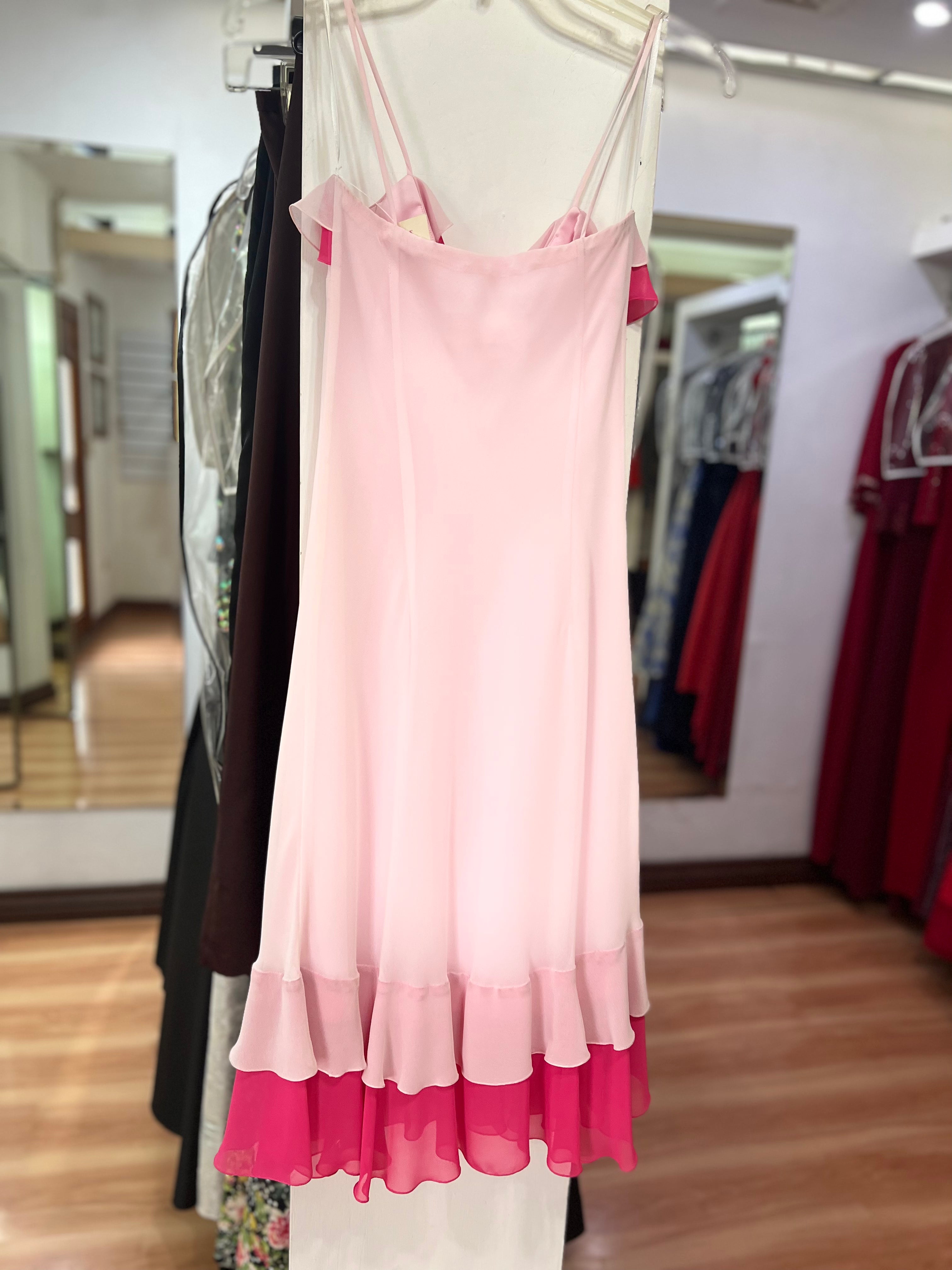 VESTIDO ROSA Y FUCSIA