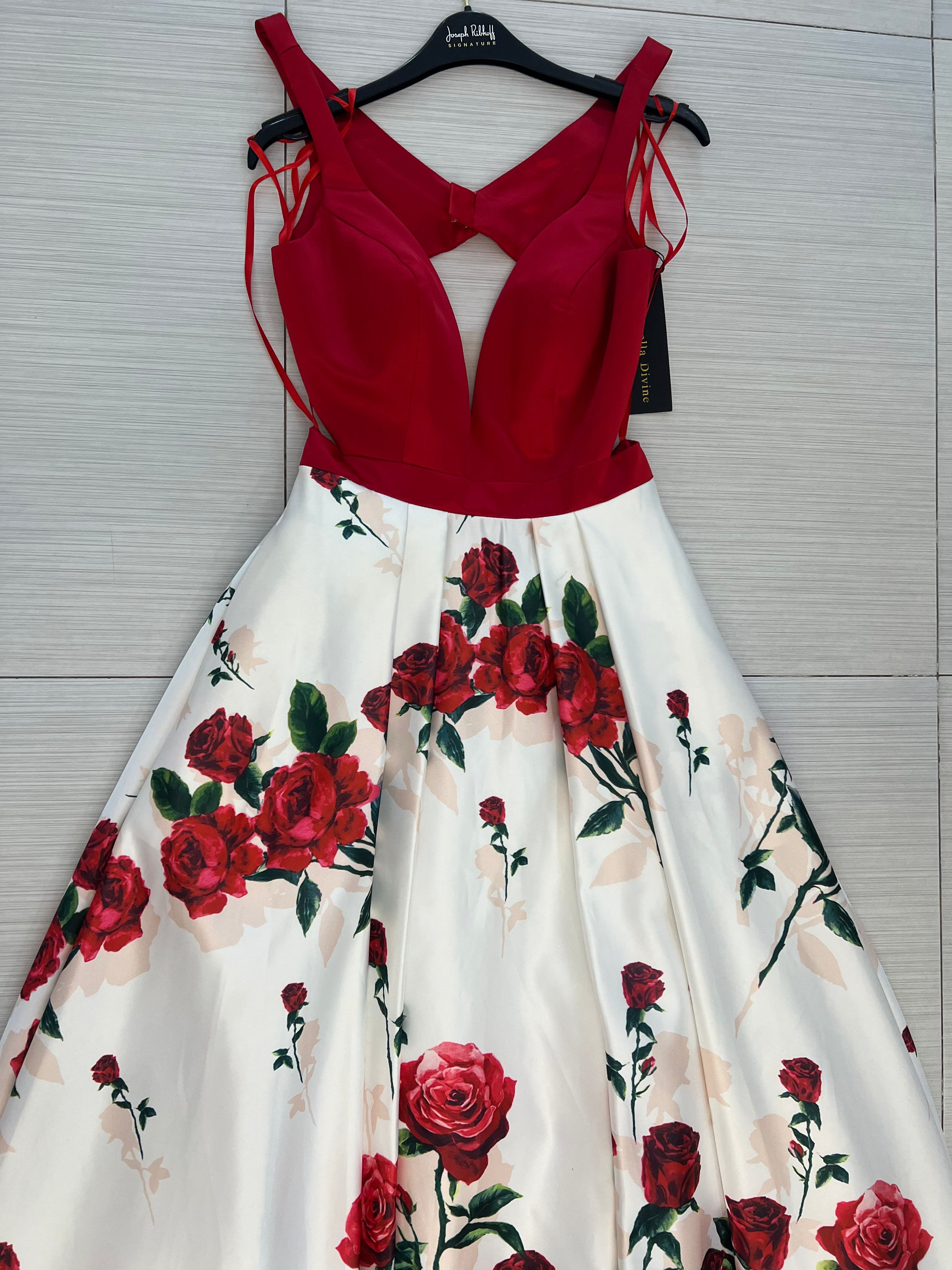 VESTIDO LARGO ROJO DE FLORES