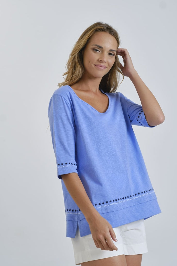 BLUSA AZUL MANGA 3/4