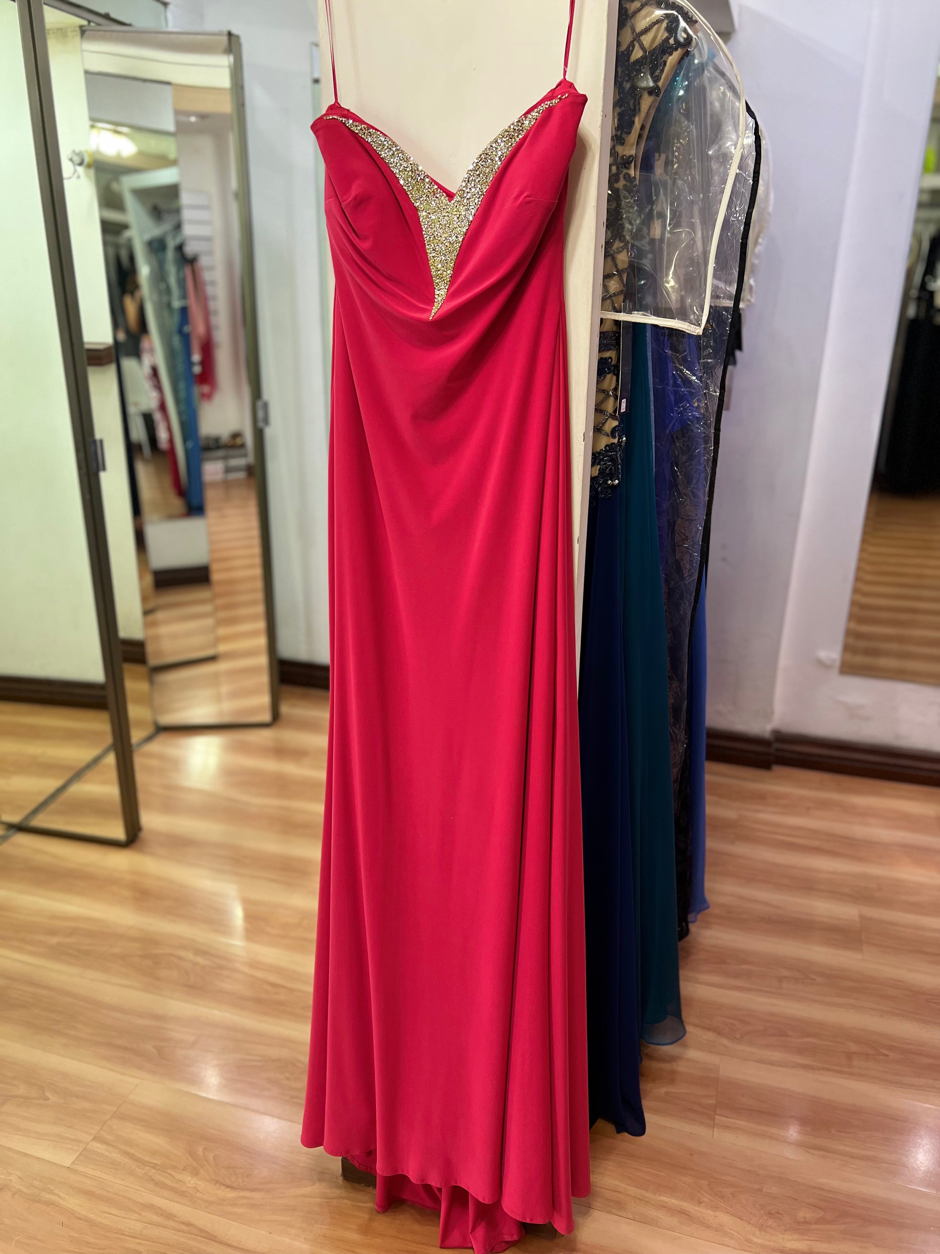 VESTIDO LARGO ROSA STRAPLESS