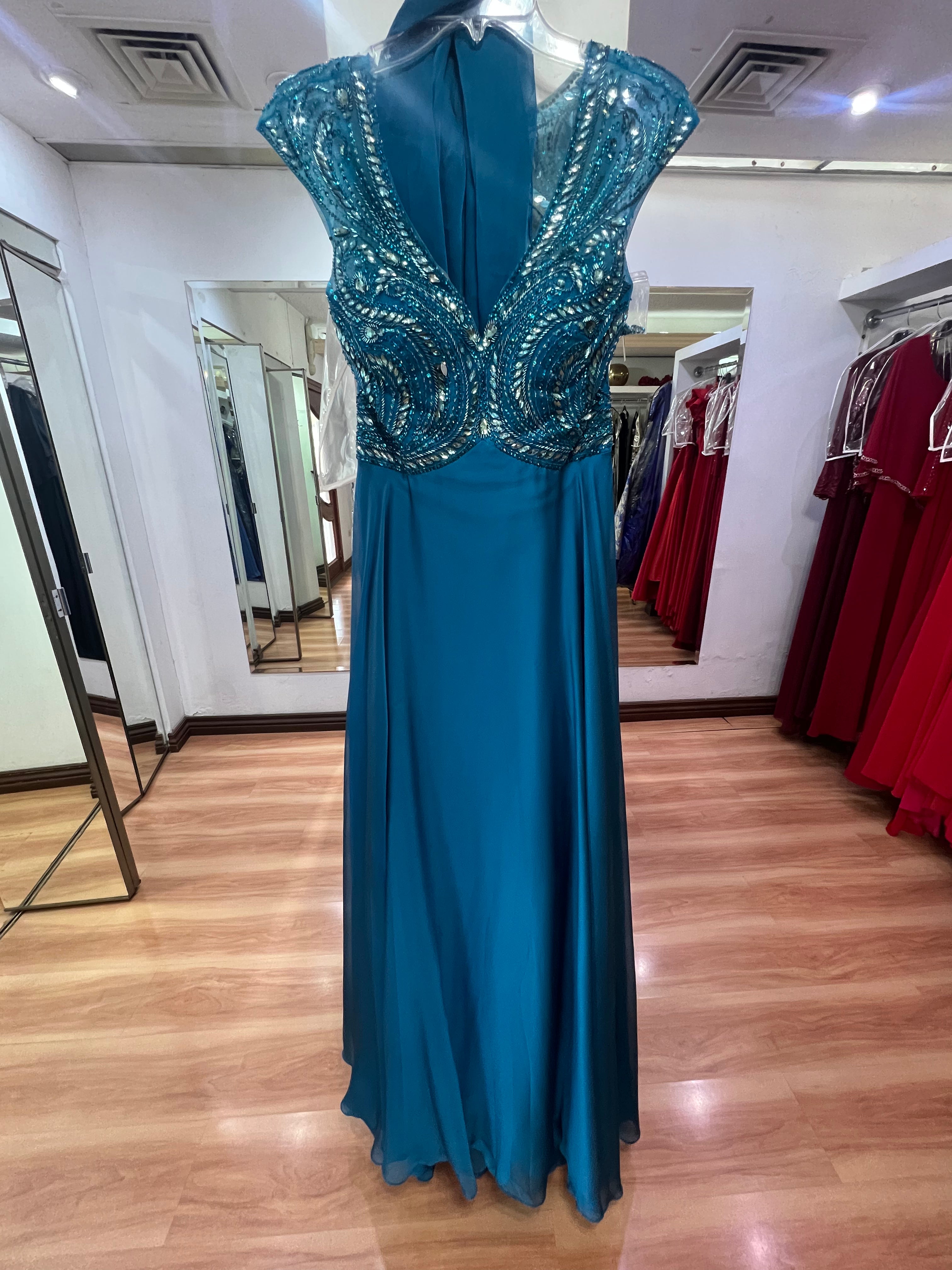 VESTIDO LARGO AQUA PEDRERIA
