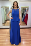 VESTIDO LARGO AZUL REY ENCAJE