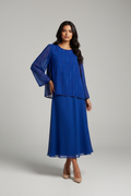 VESTIDO LARGO AZUL BORDADO 004206