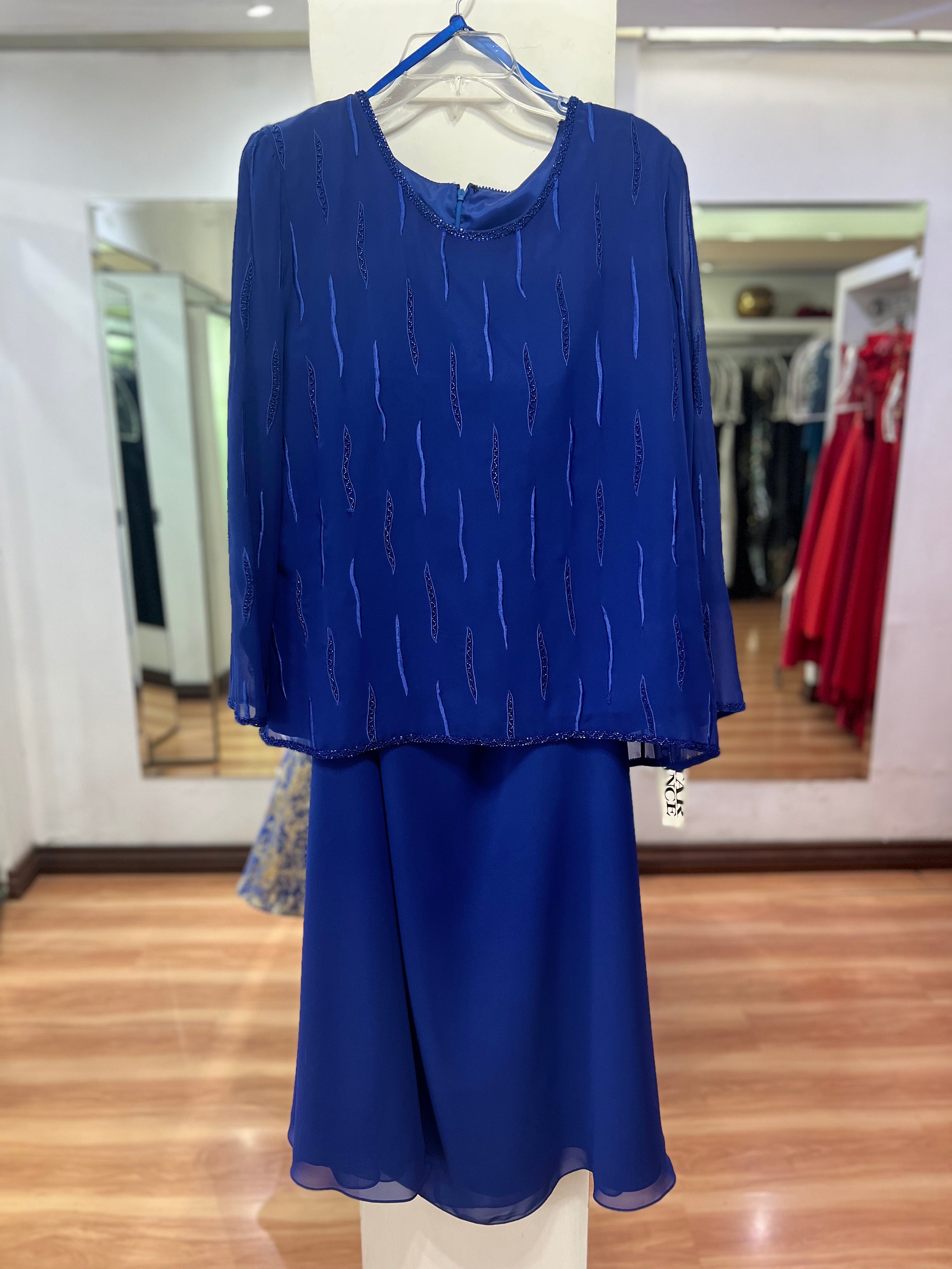 VESTIDO LARGO AZUL BORDADO