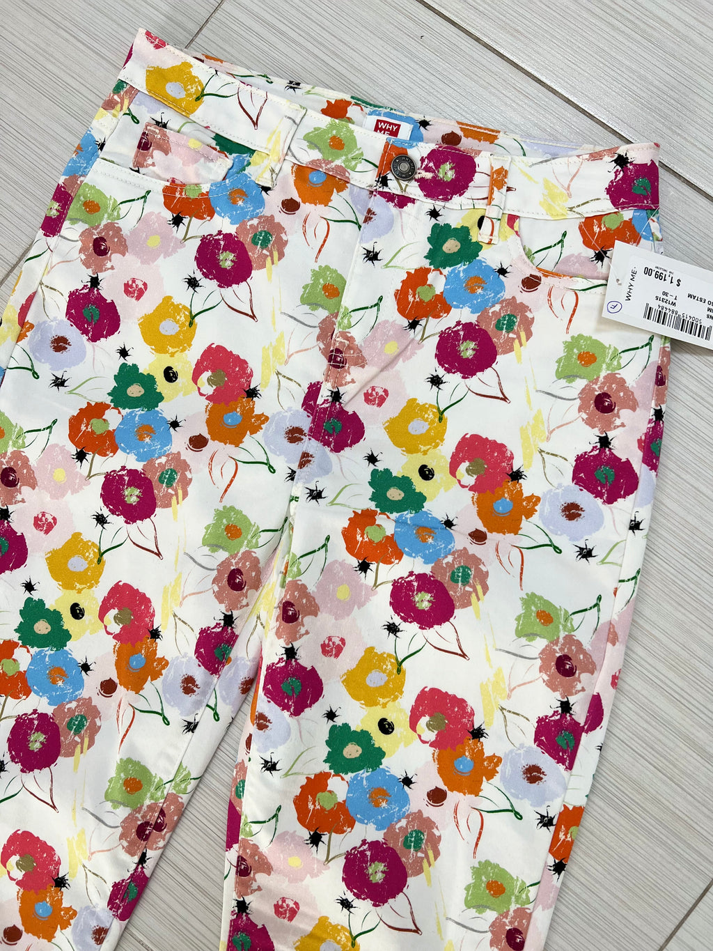 PANTALÓN JEANS BLANCO ESTAMPADO
