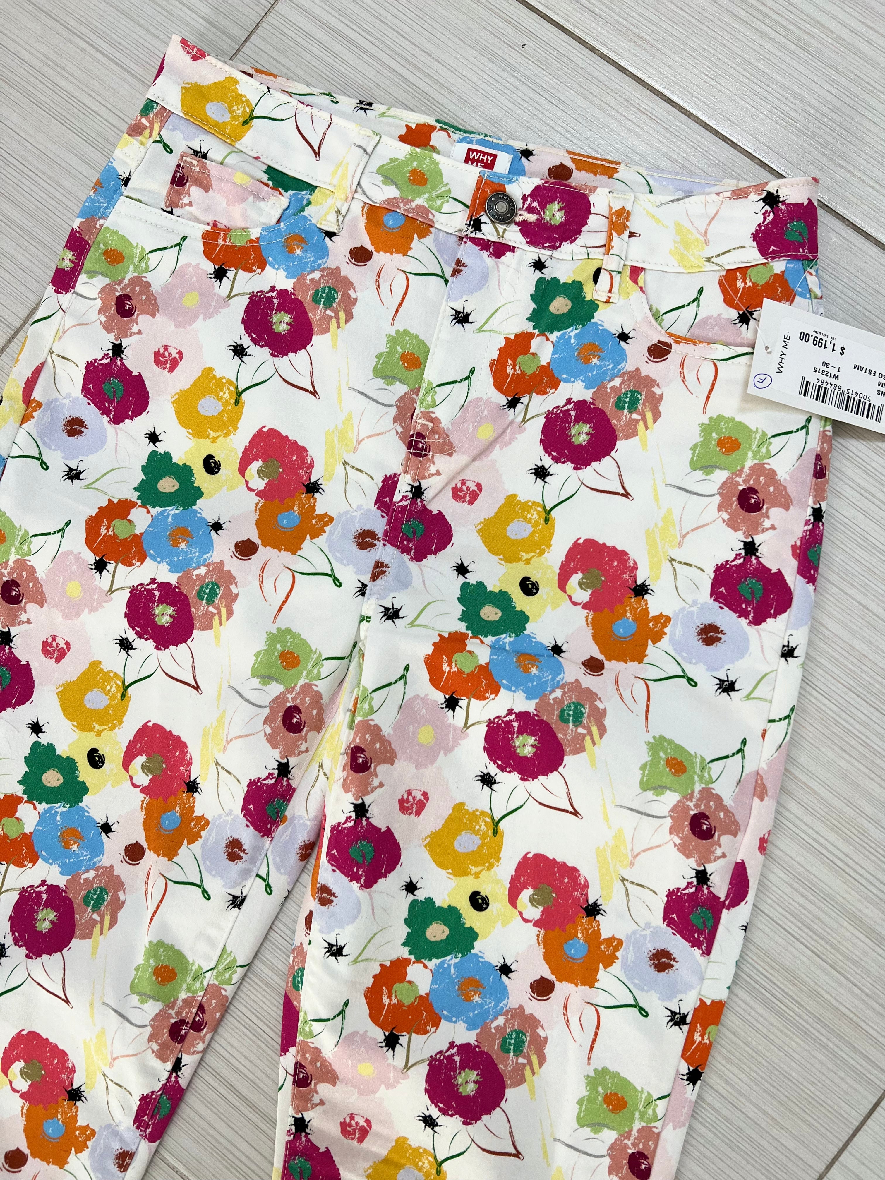 PANTALÓN JEANS BLANCO ESTAMPADO
