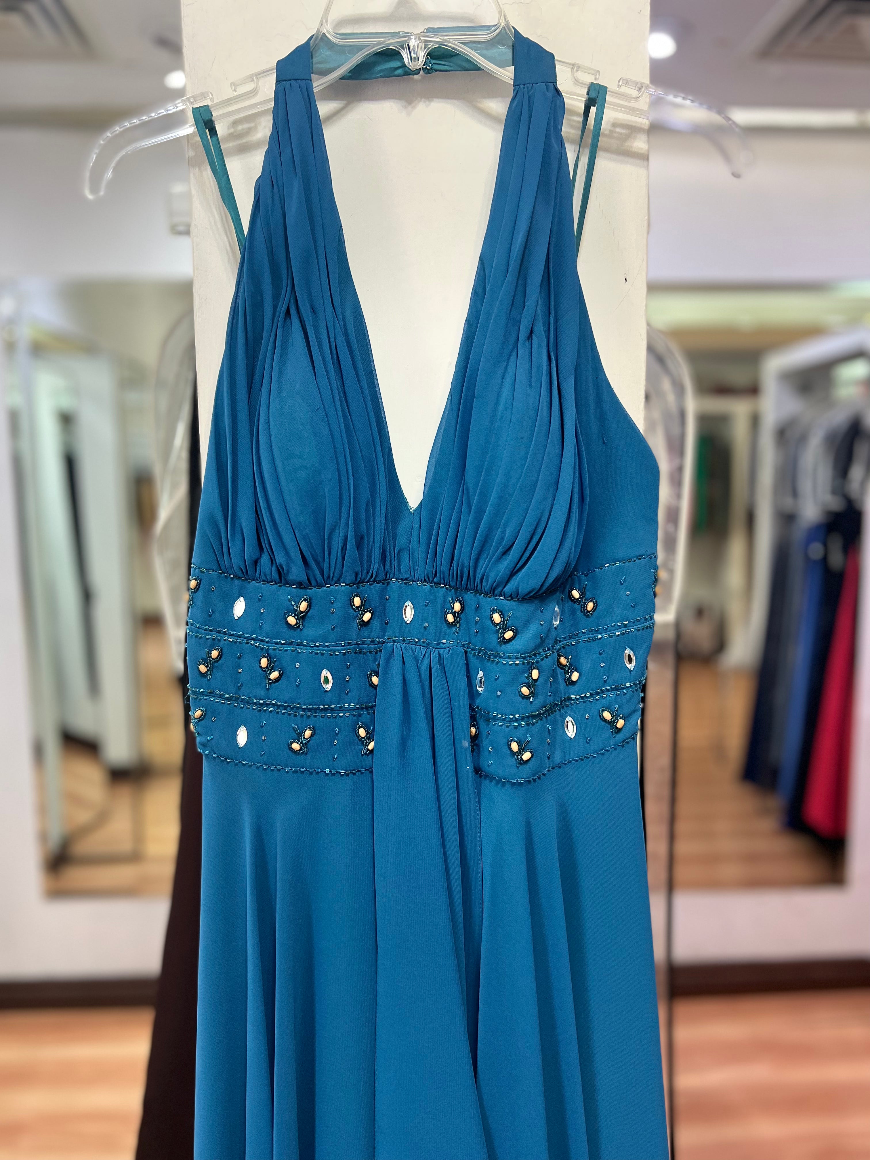 VESTIDO AZUL HALTER