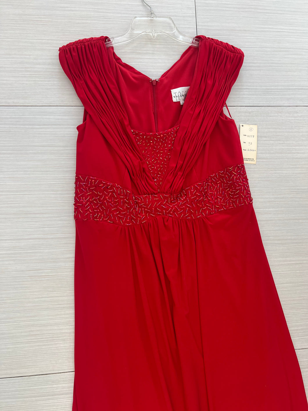 VESTIDO LARGO ROJO HOMBROS CAÍDOS