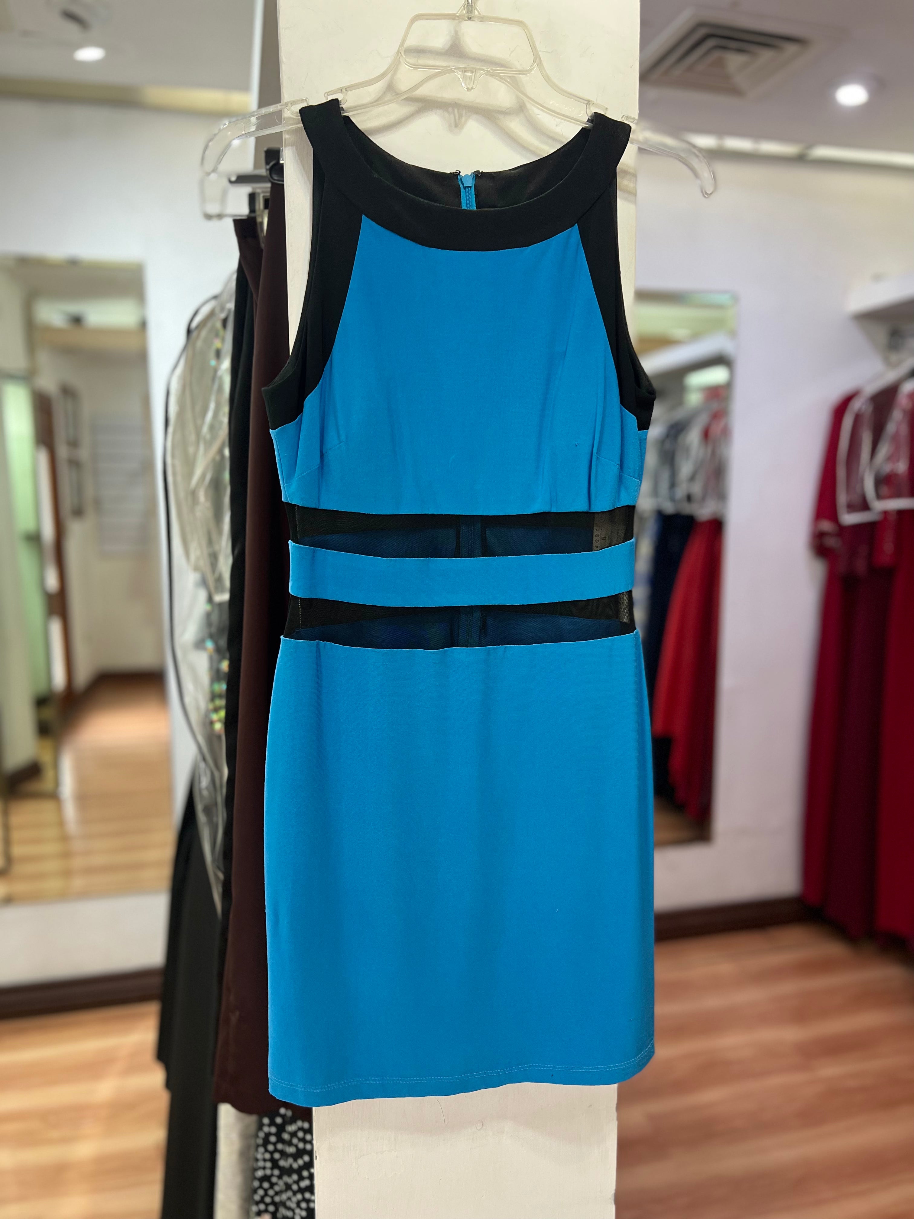 VESTIDO CORTO AZUL Y NEGRO