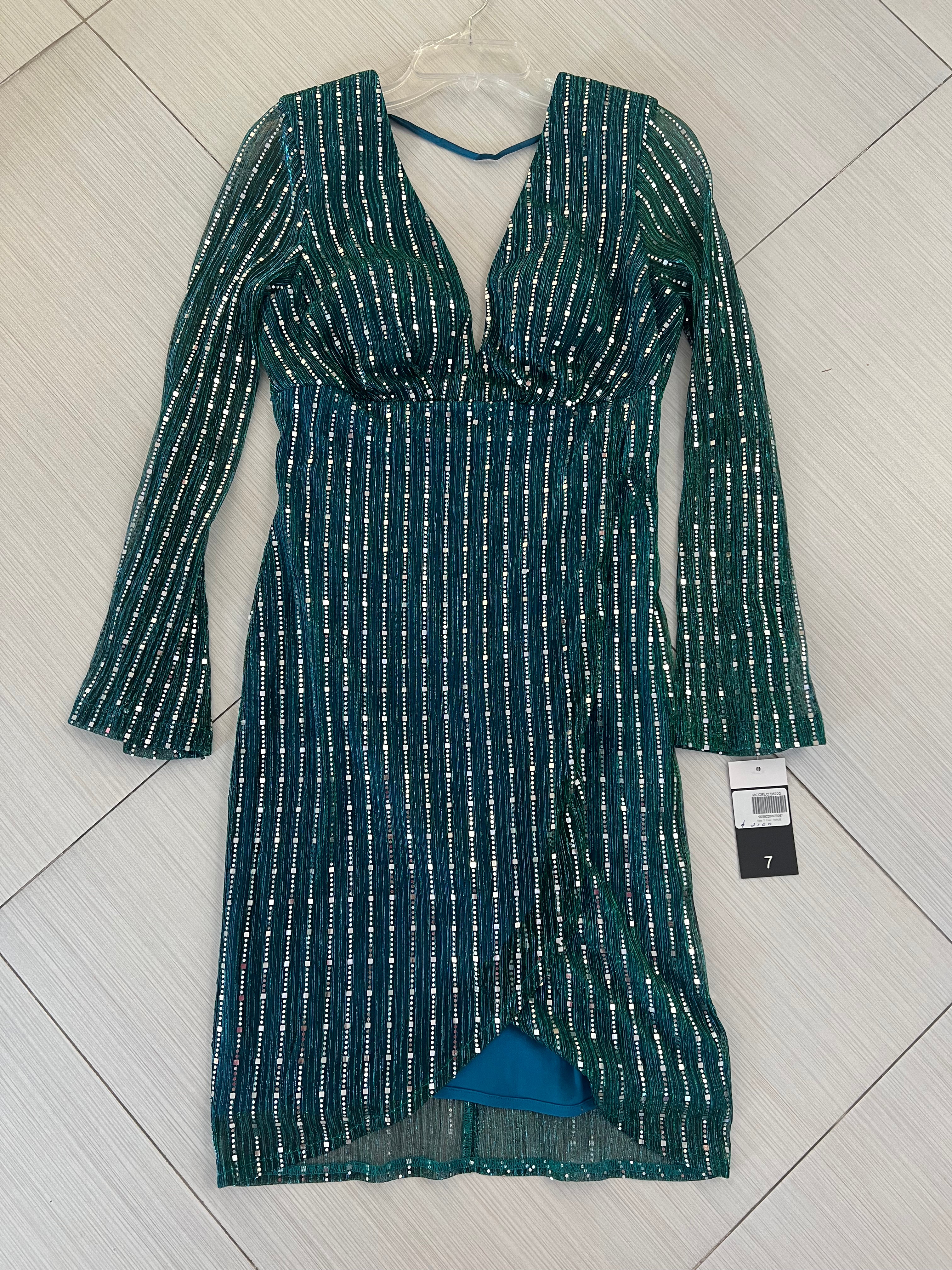 VESTIDO AQUA/PLATEADO