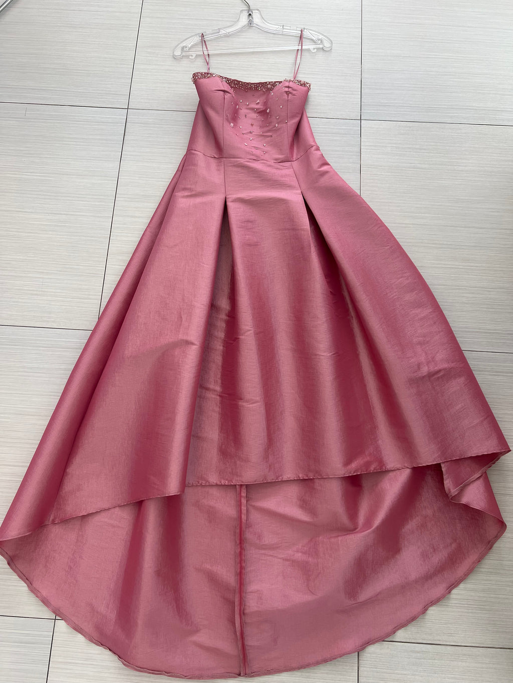 VESTIDO LARGO ROSA STRAPLESS
