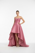 VESTIDO LARGO ROSA STRAPLESS