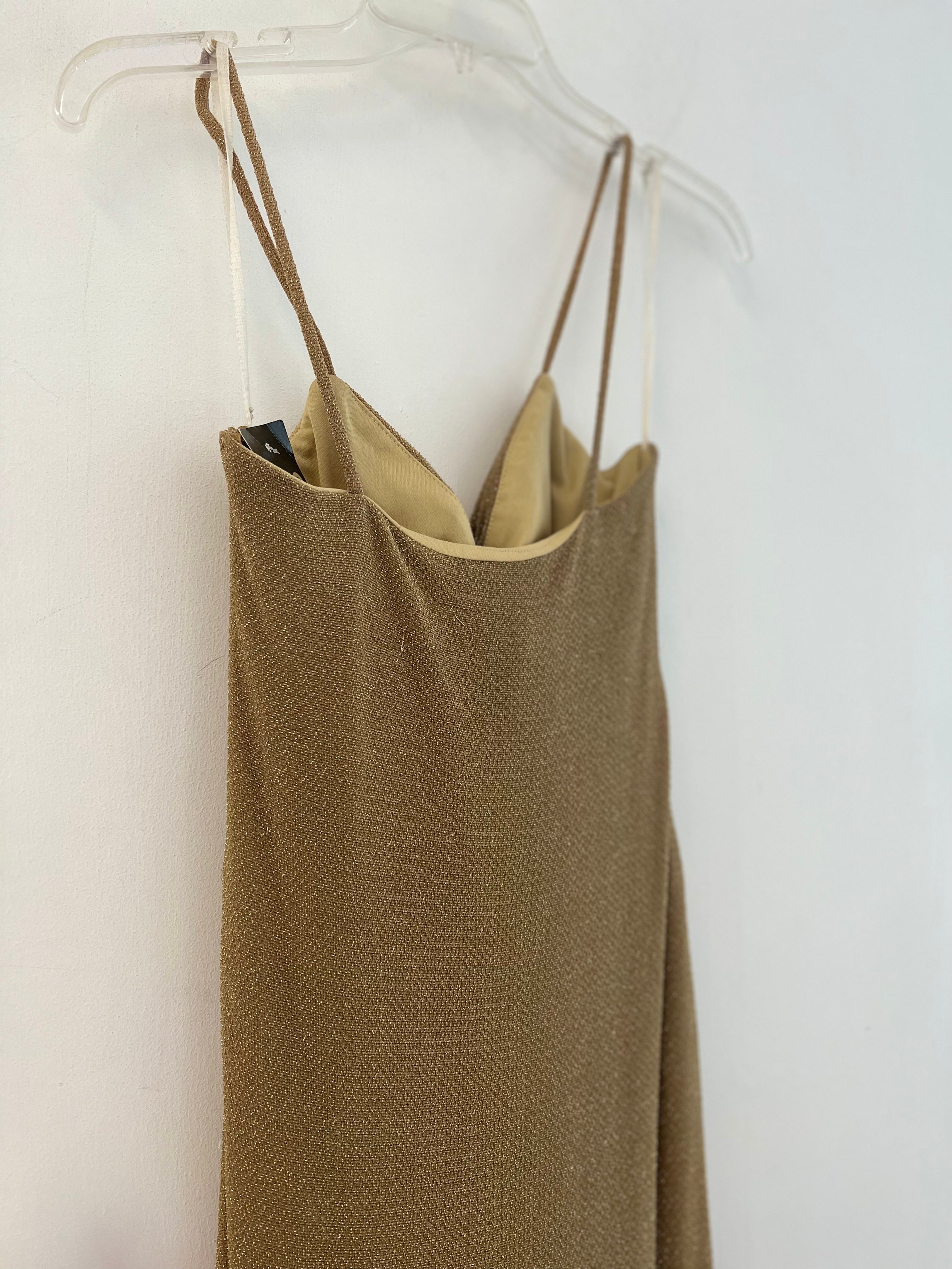 VESTIDO LARGO DORADO TIRANTES