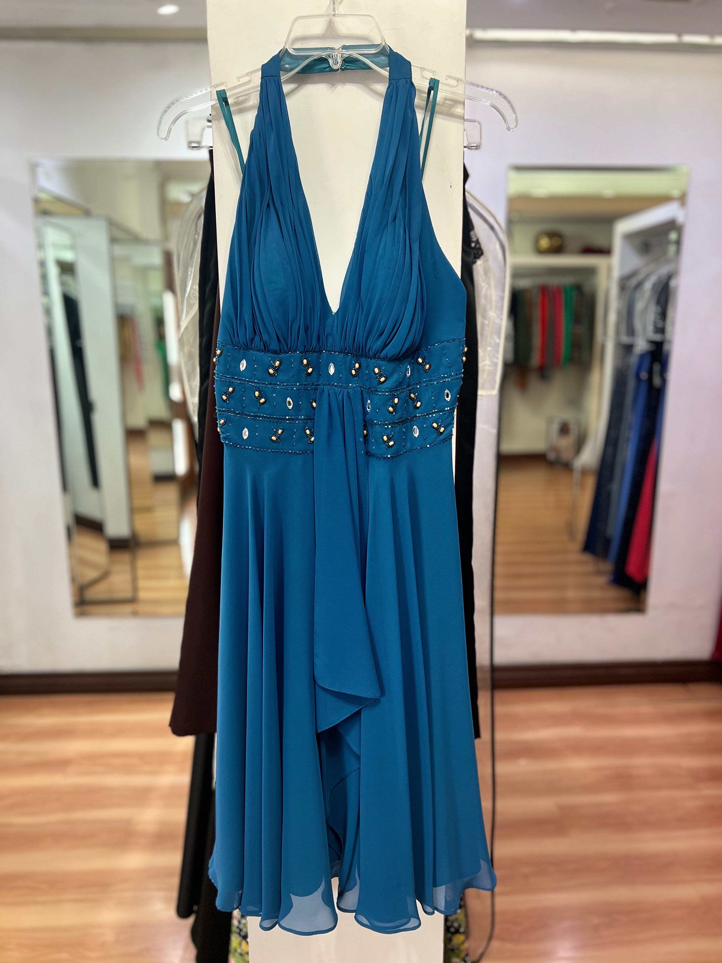 VESTIDO AZUL HALTER