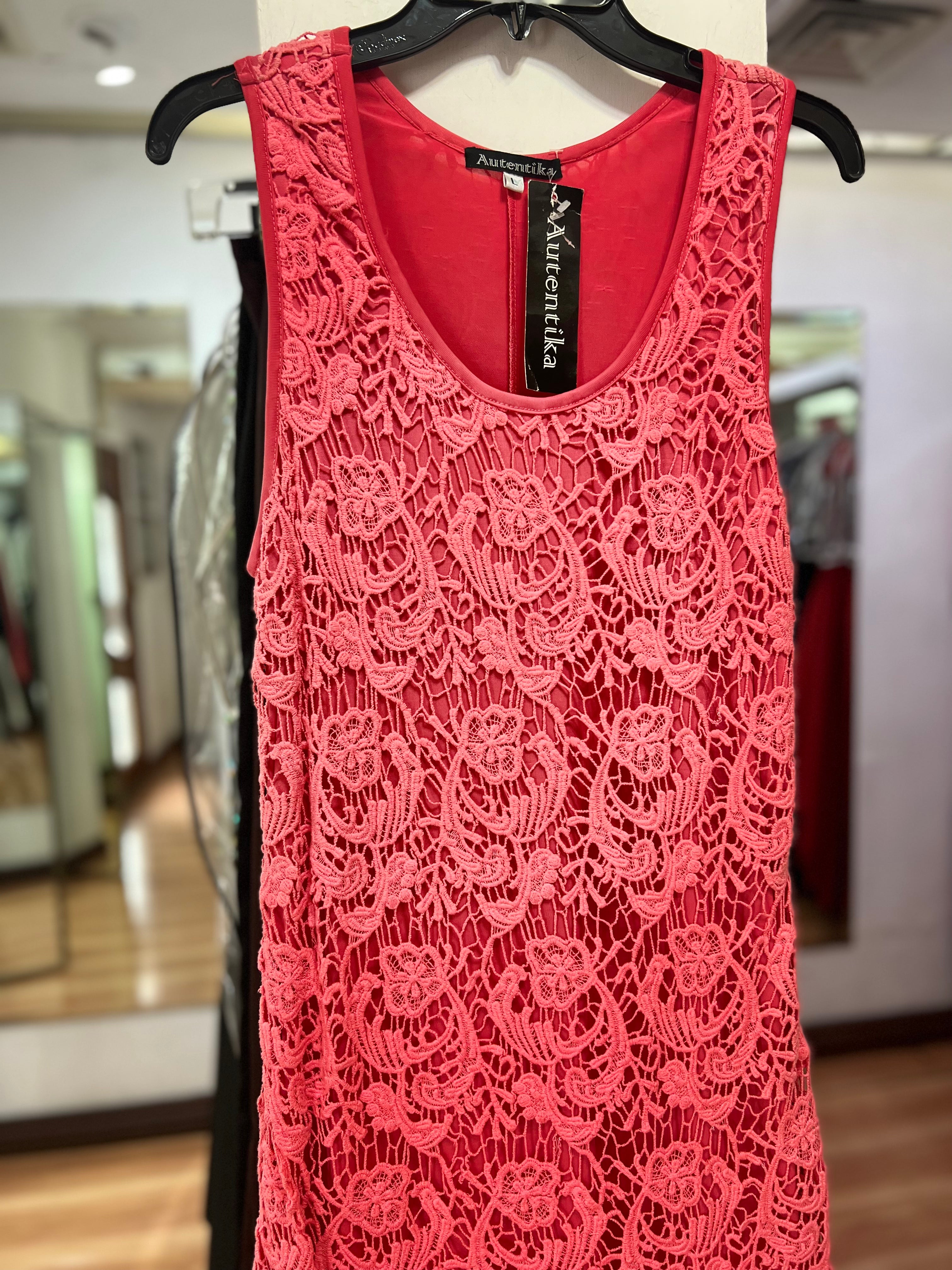 VESTIDO ENCAJE CORAL