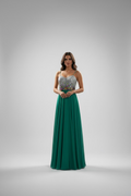 VESTIDO LARGO AQUA BORDADO