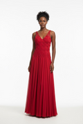 VESTIDO LARGO ROJO TIRANTES