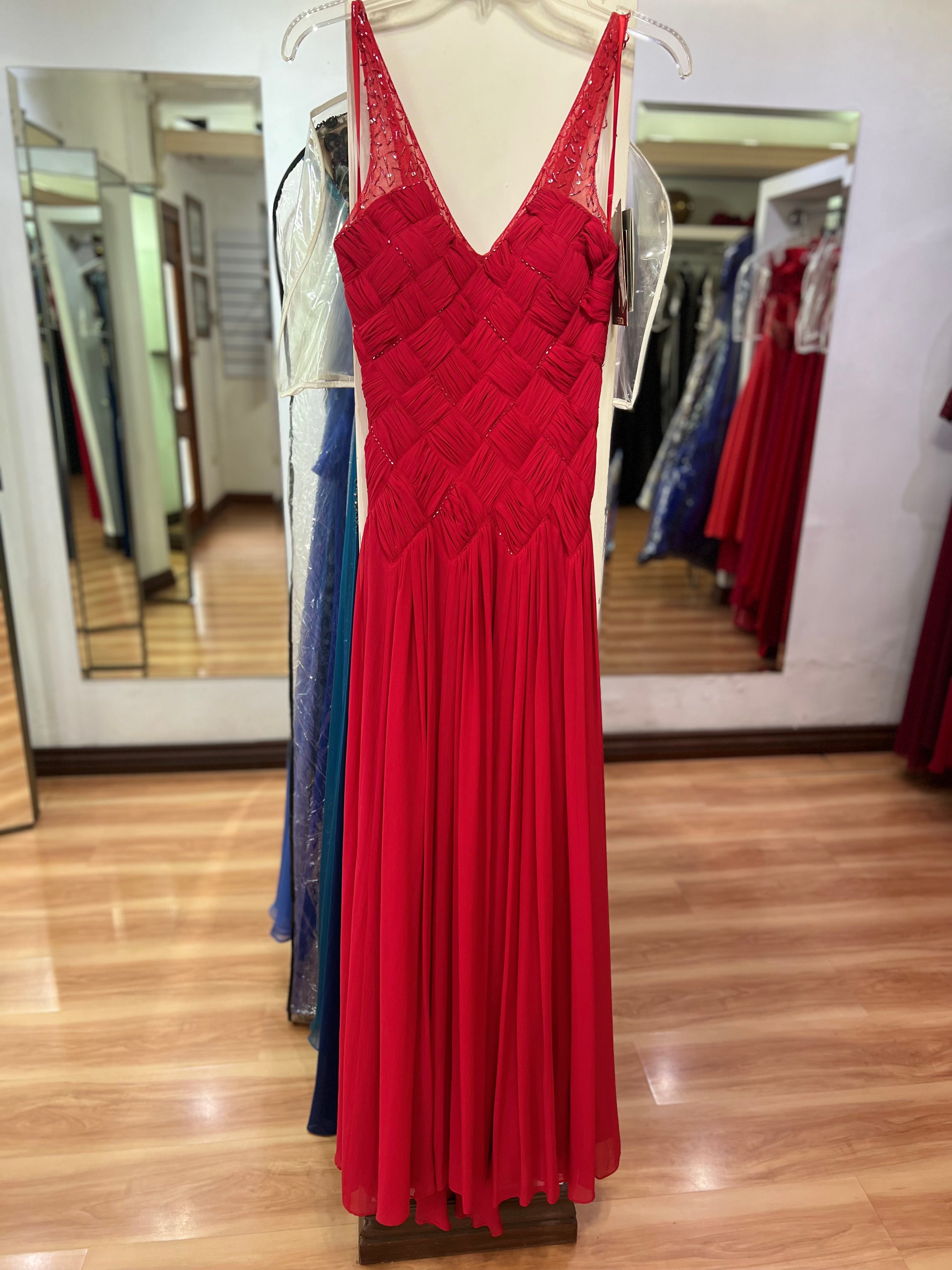 VESTIDO LARGO ROJO TIRANTES
