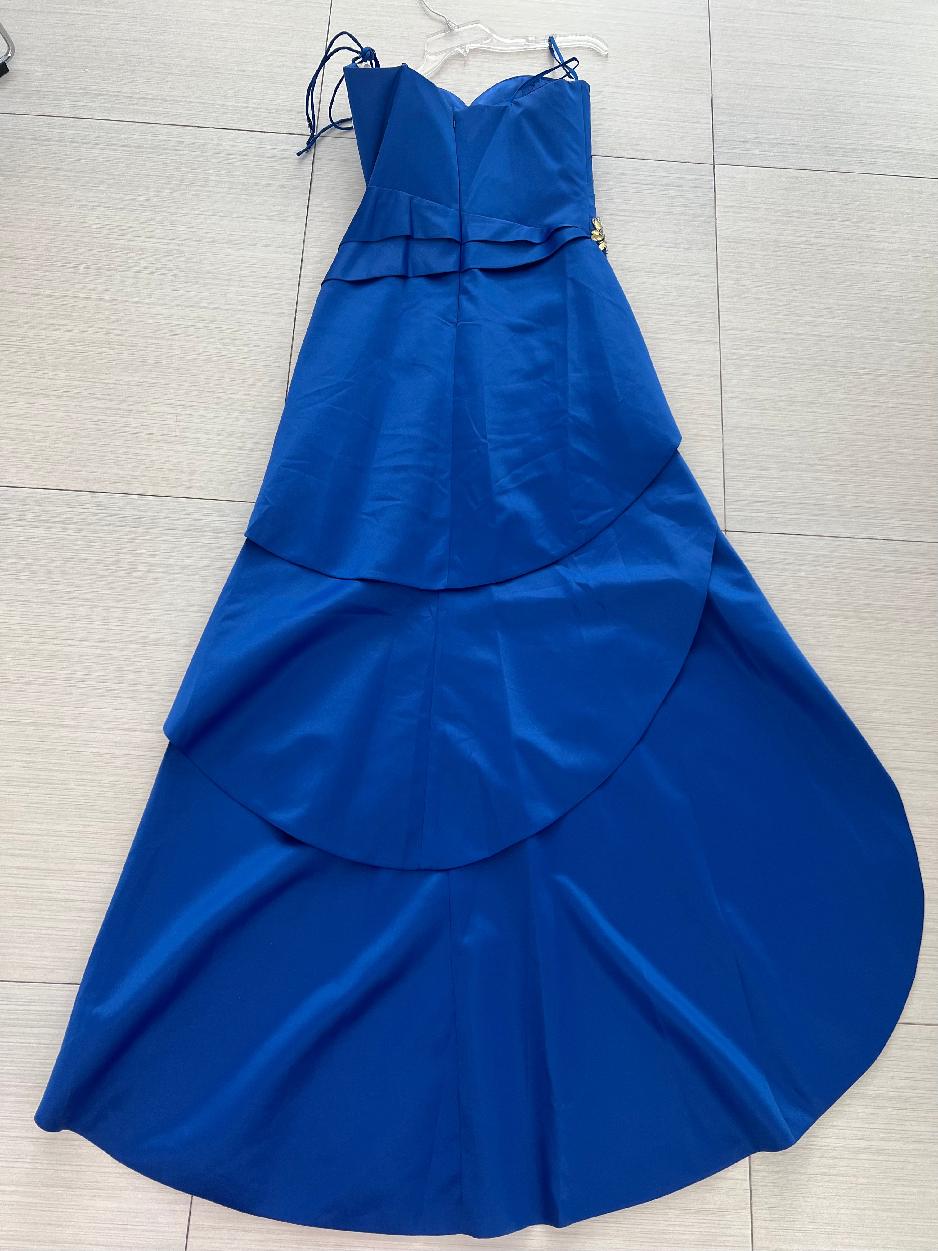 VESTIDO LARGO AZUL REY STRAPLESS