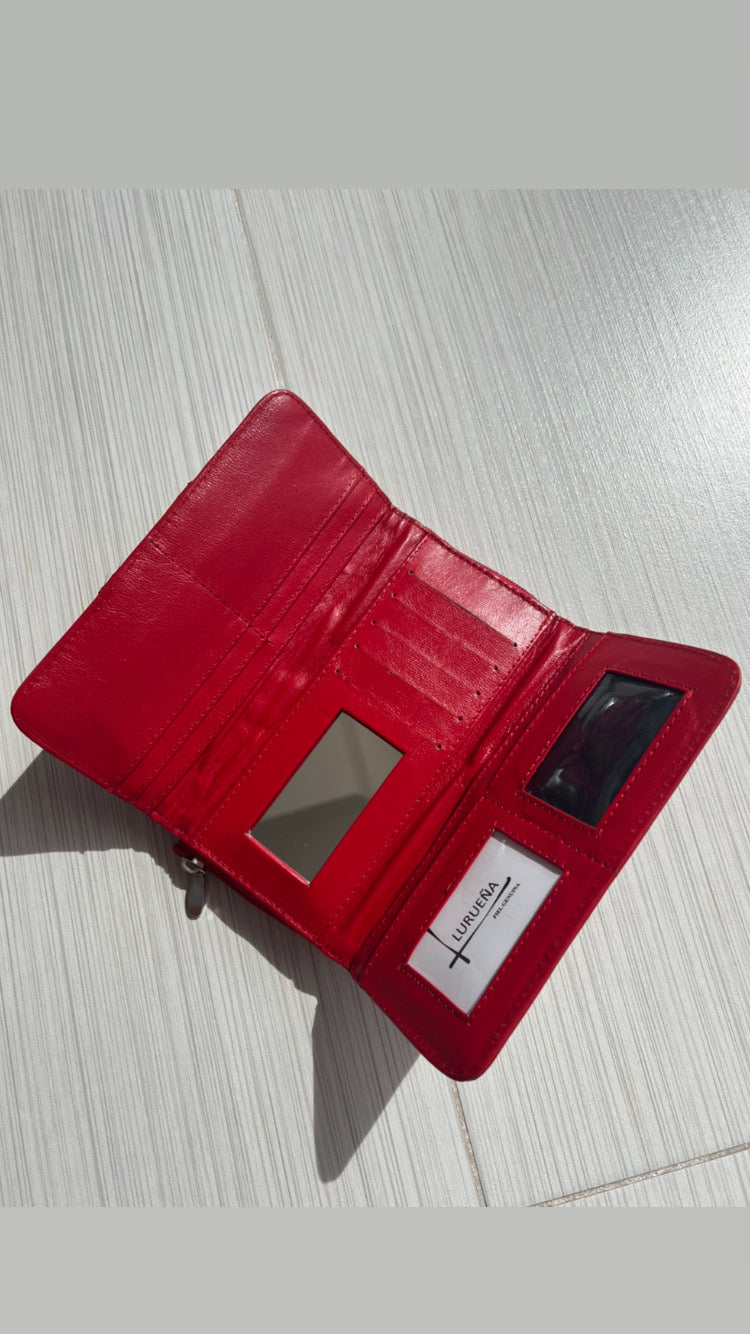 CARTERA NEGRO/BEIGE/ROJO