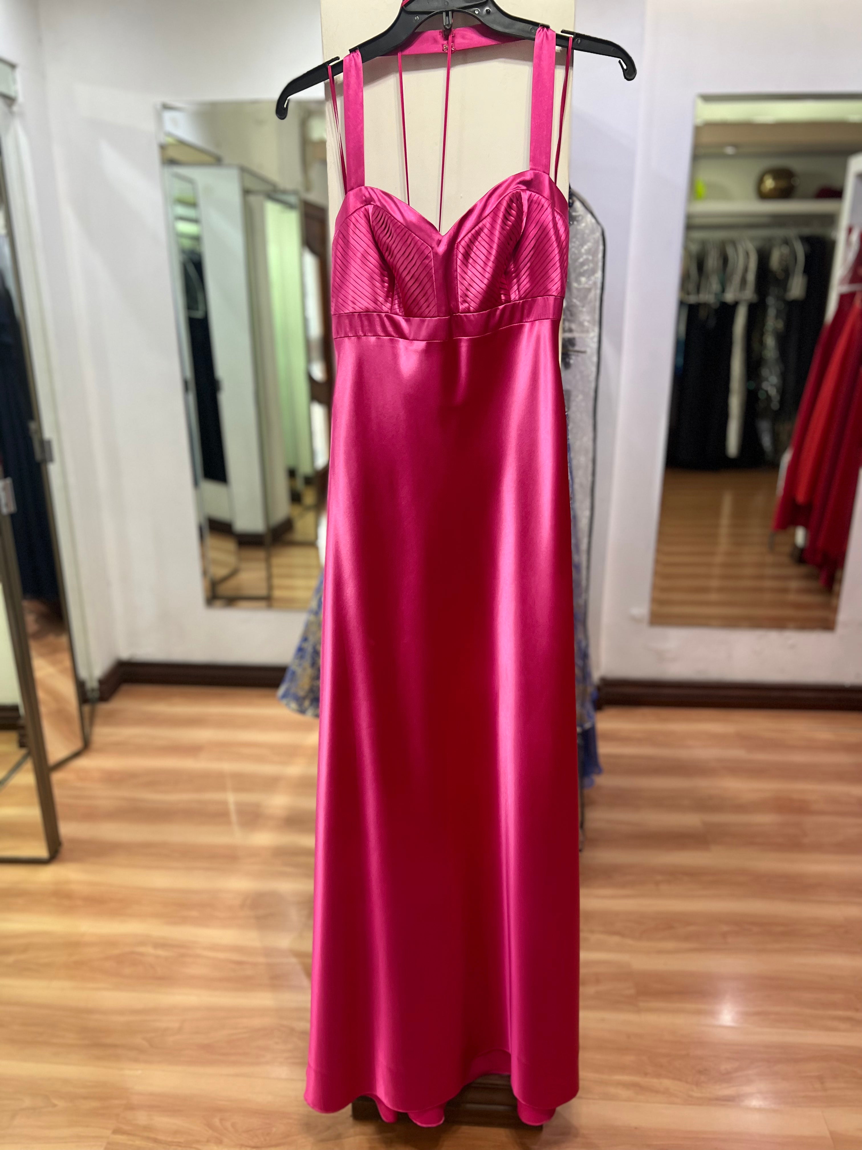VESTIDO LARGO ROSA HALTER