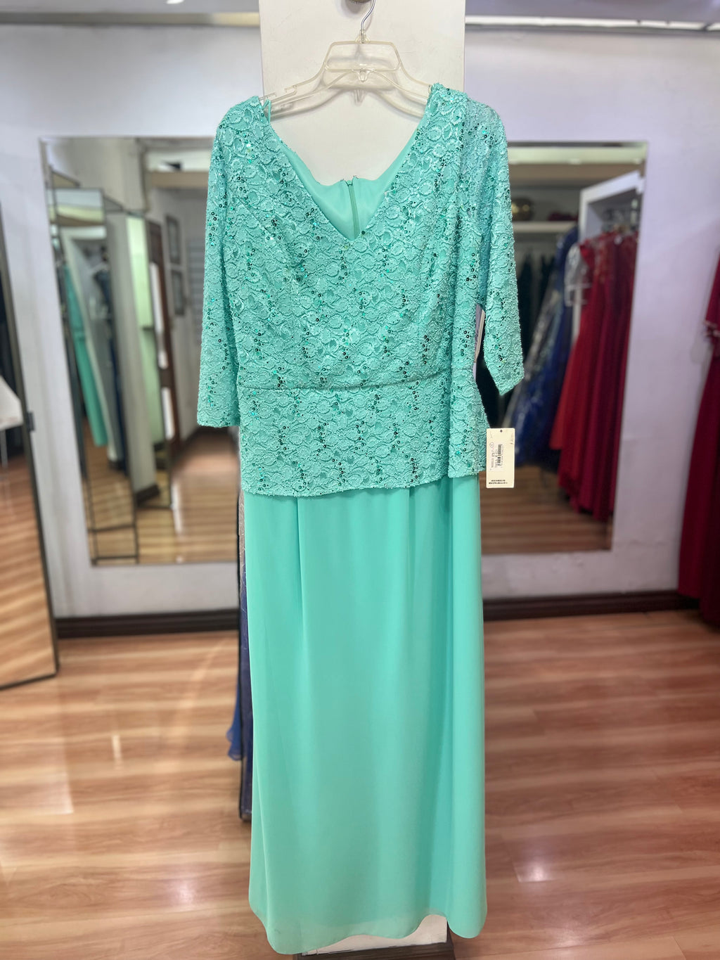 VESTIDO LARGO MENTA MANGAS 3/4