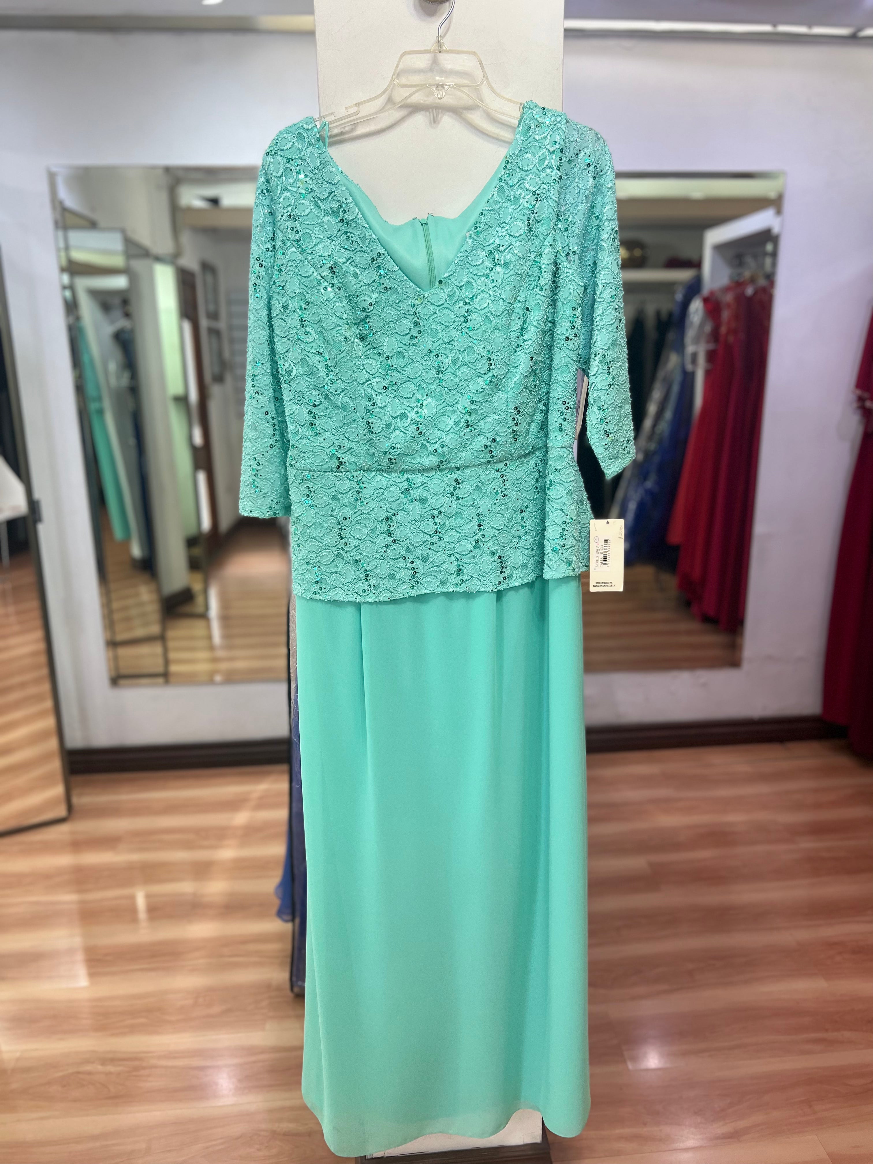VESTIDO LARGO MENTA MANGAS 3/4