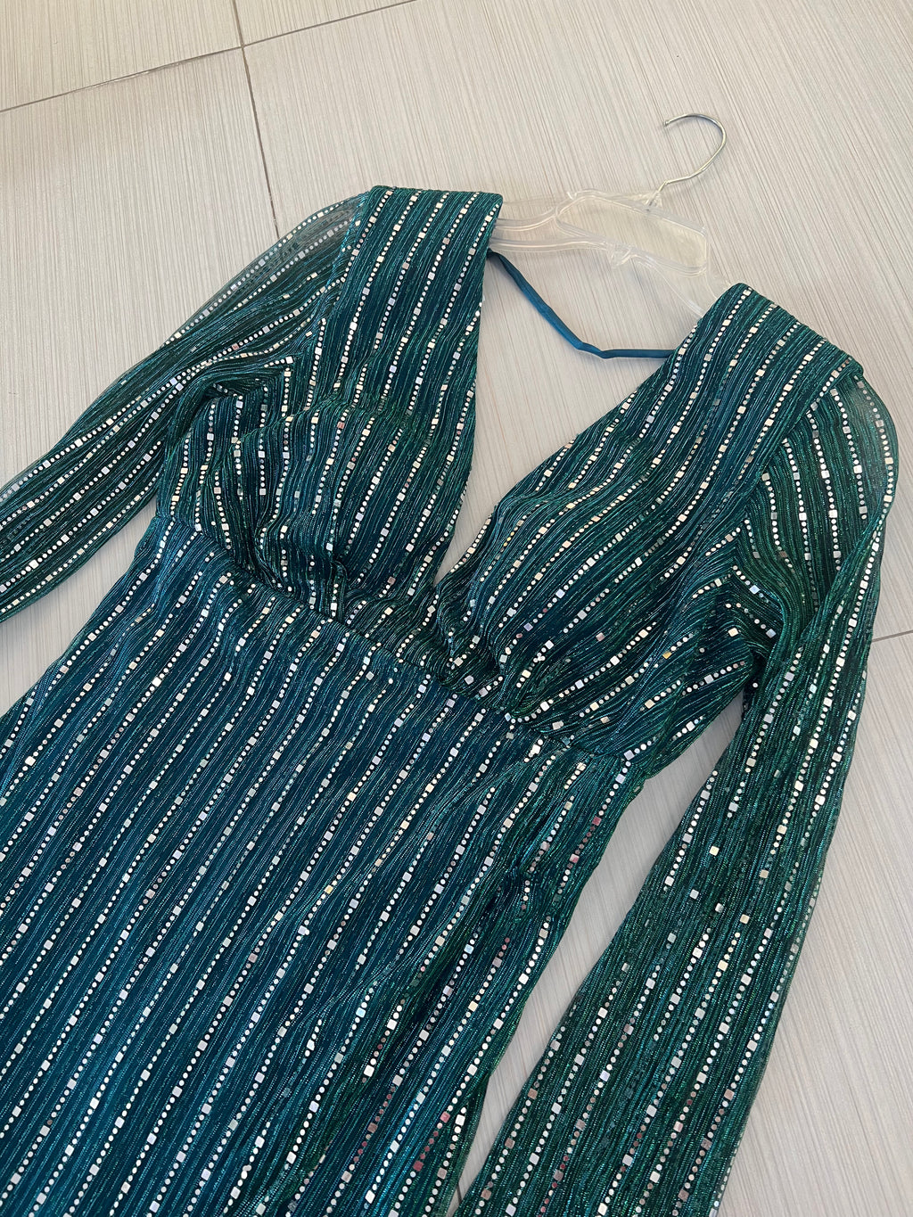 VESTIDO AQUA/PLATEADO
