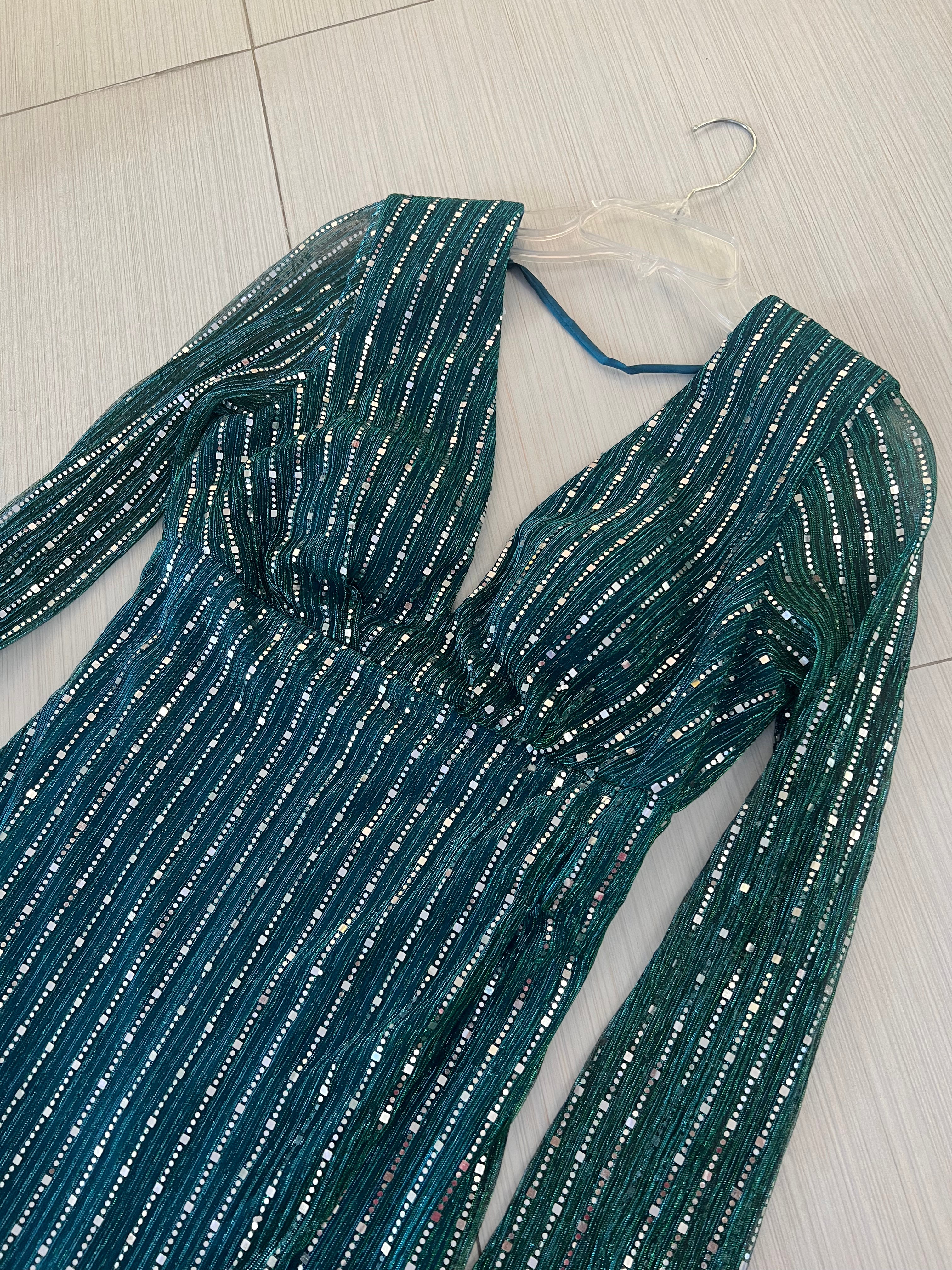 VESTIDO AQUA/PLATEADO