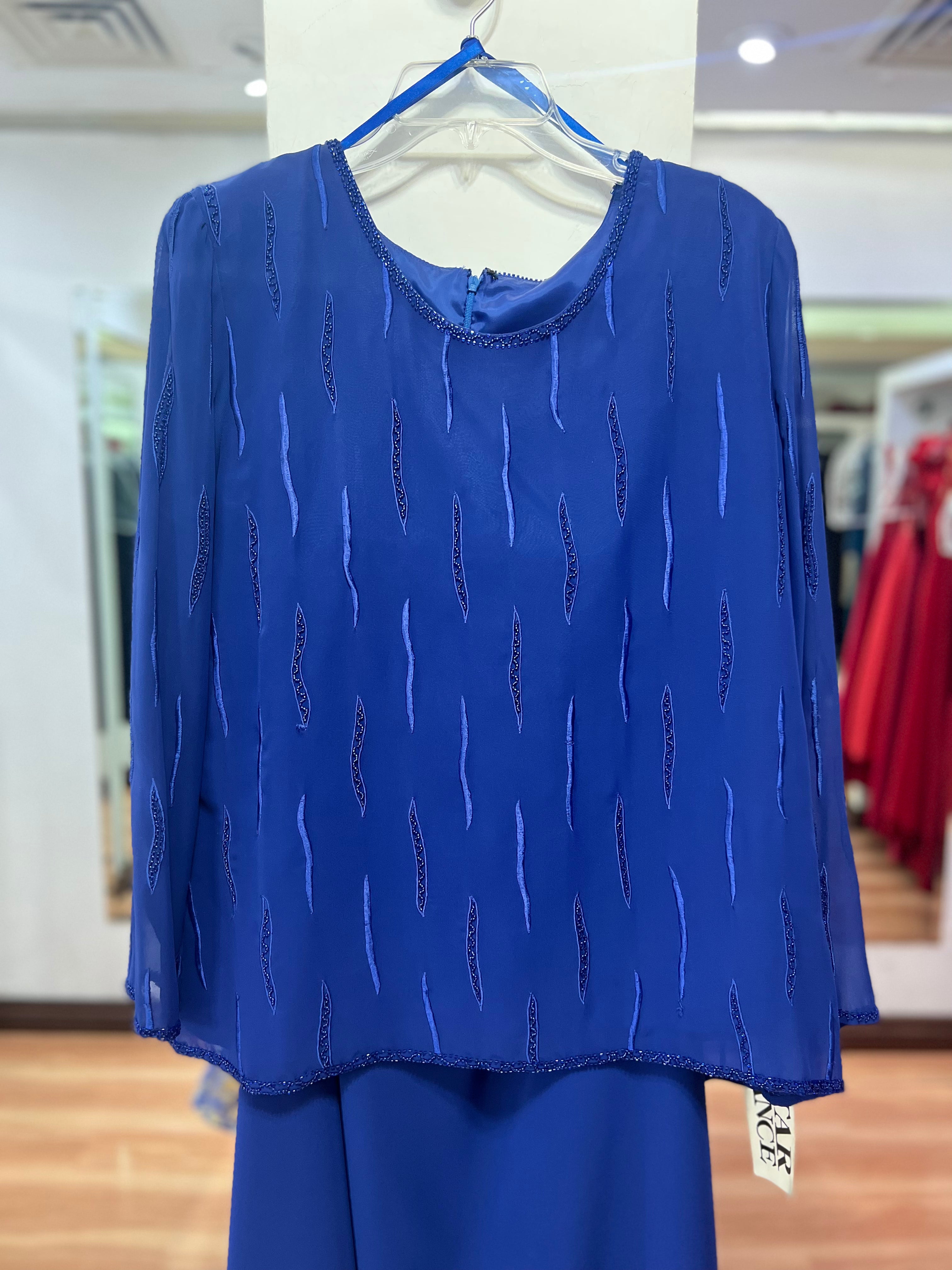 VESTIDO LARGO AZUL BORDADO