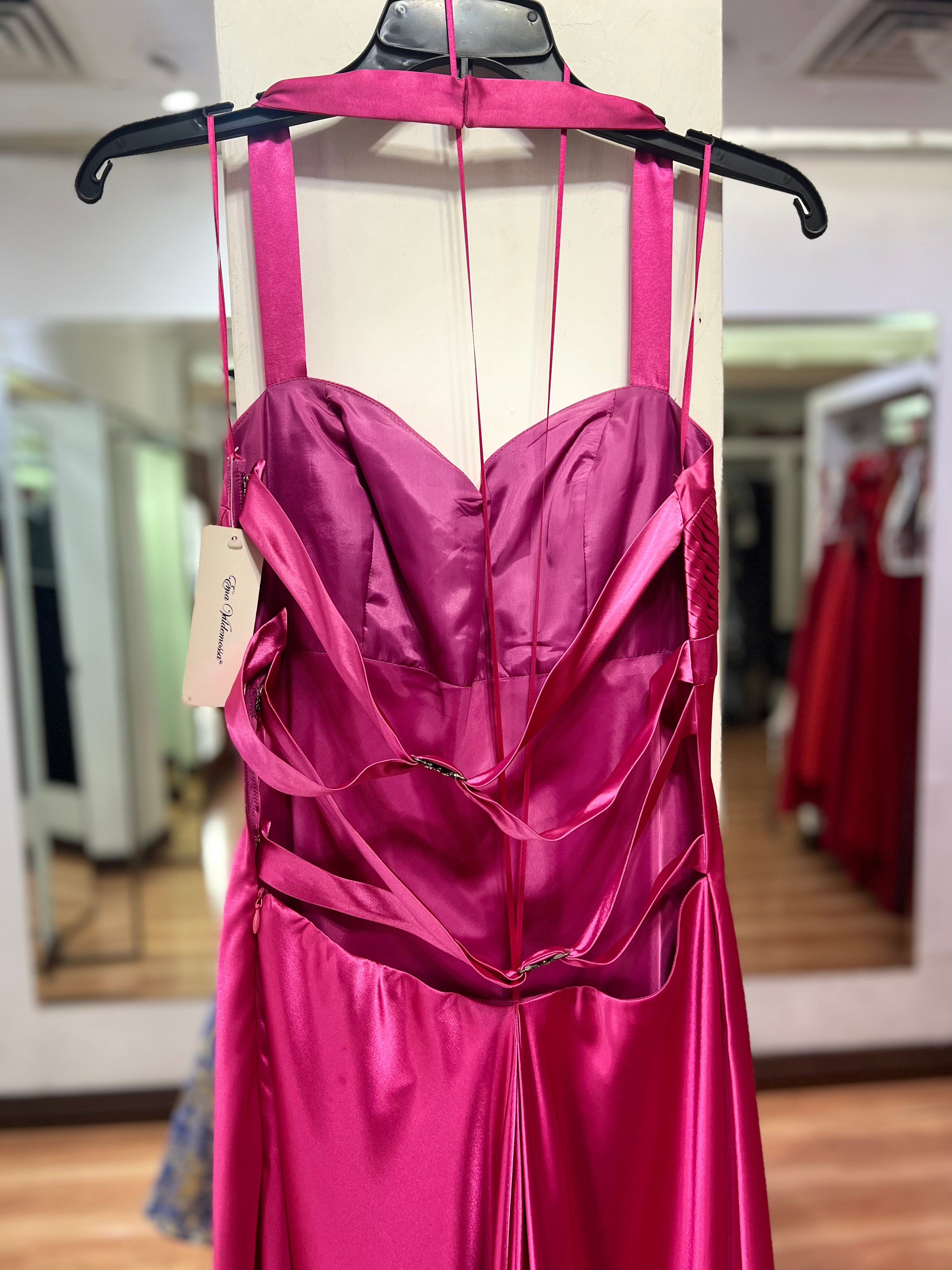 VESTIDO LARGO ROSA HALTER