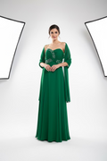 VESTIDO LARGO VERDE BORDADO