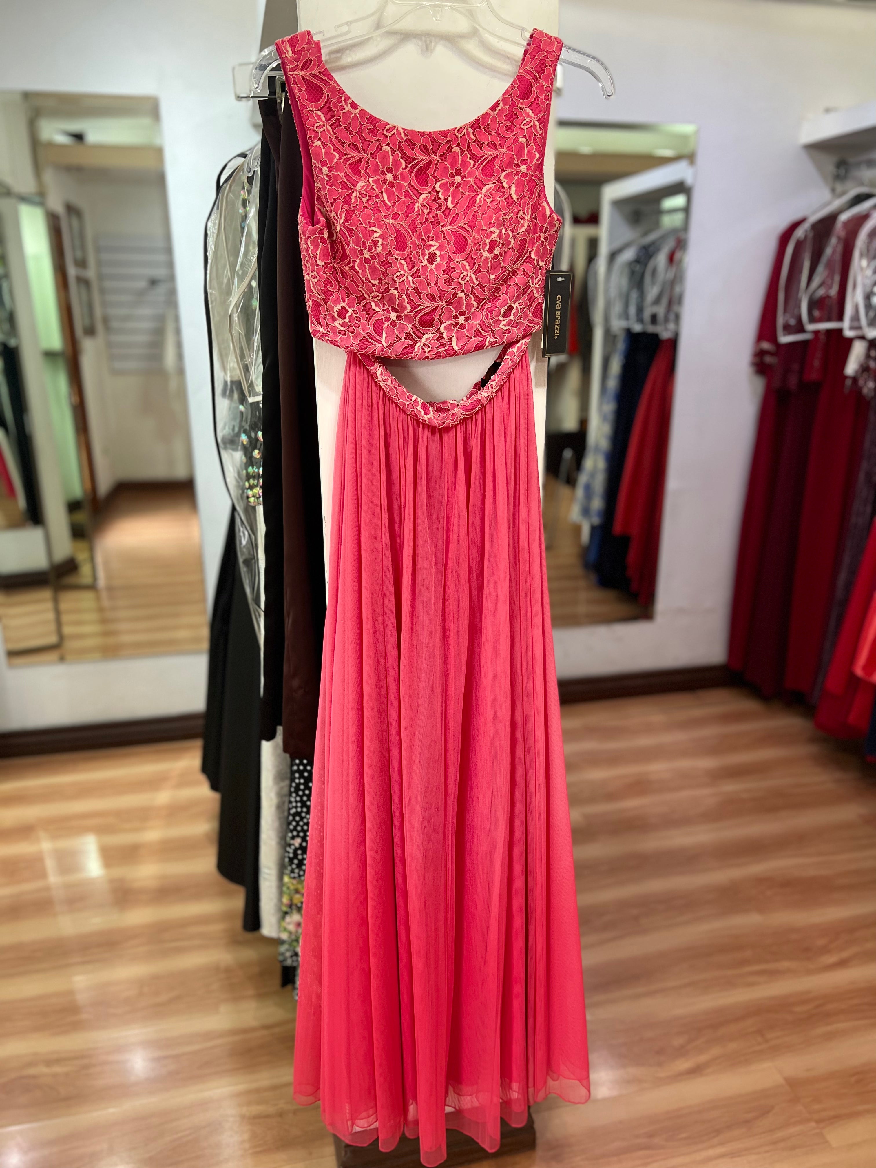VESTIDO LARGO CORAL TOP Y FALDA
