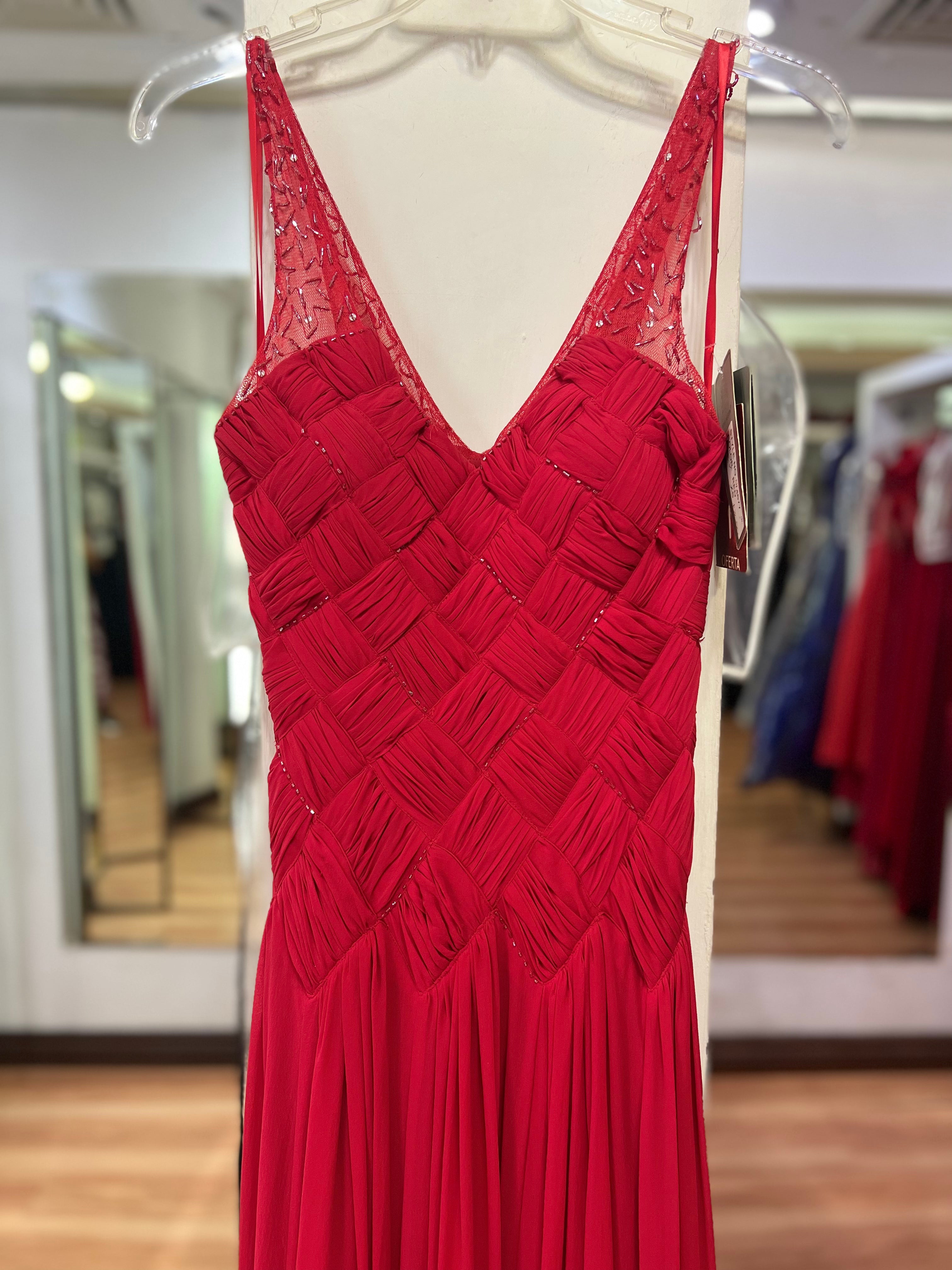 VESTIDO LARGO ROJO TIRANTES
