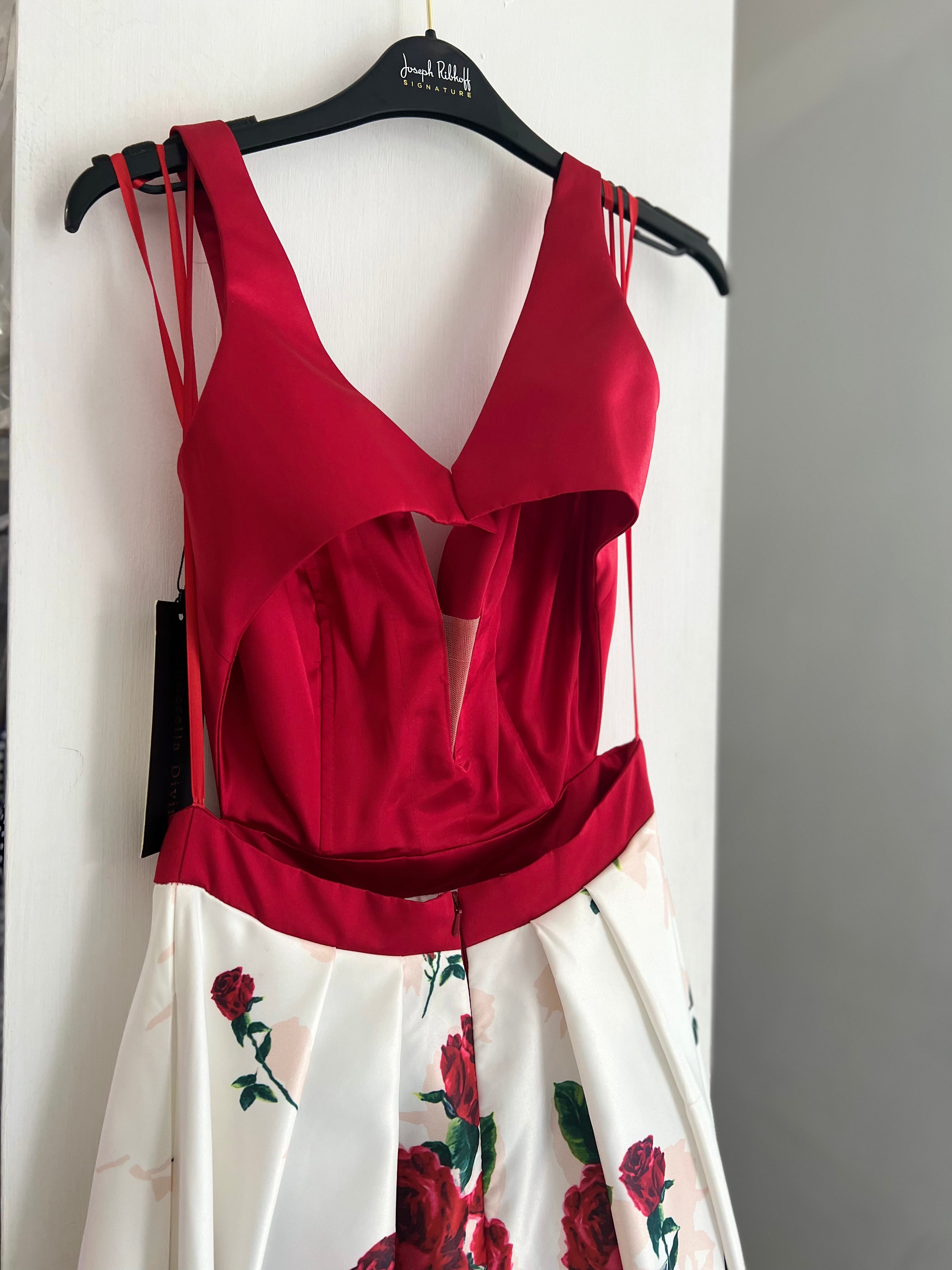 VESTIDO LARGO ROJO DE FLORES