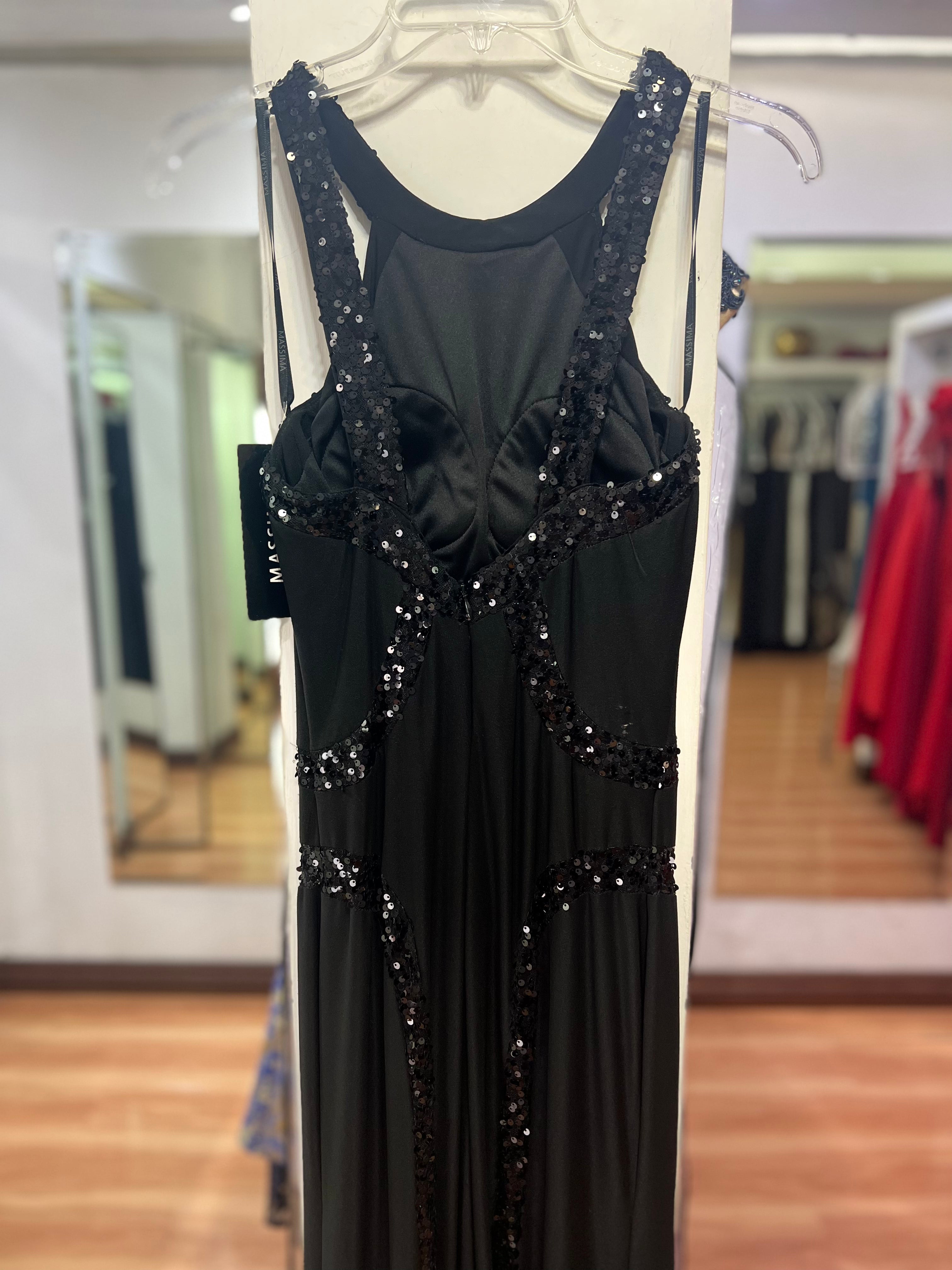 VESTIDO LARGO NEGRO LENTEJUELAS