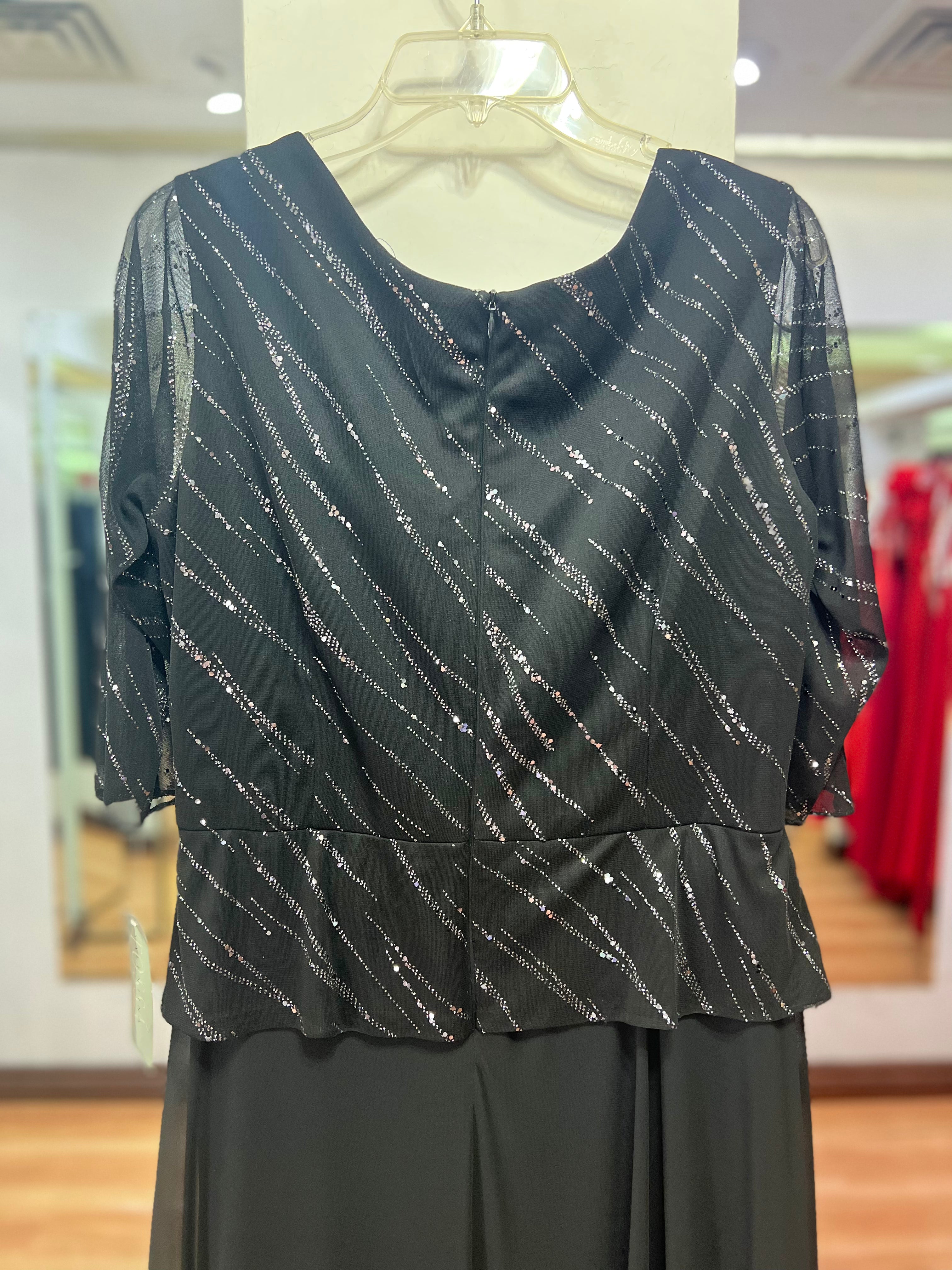 VESTIDO LARGO NEGRO PLATA